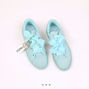TEAL SUEDE HEART RESET SNEAKERS
